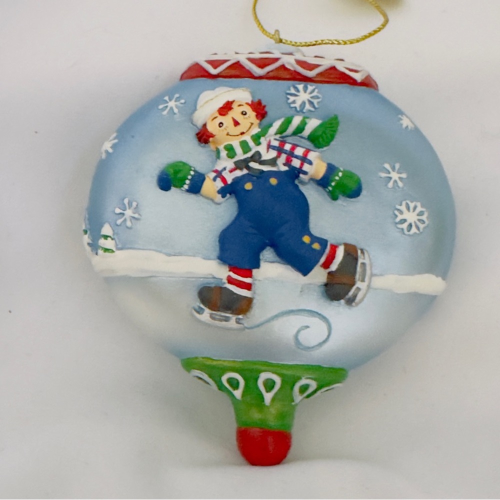 Danberry Mint Raggedy Andy Ice Snowy Skating Christmas Tree Ornament 3x3